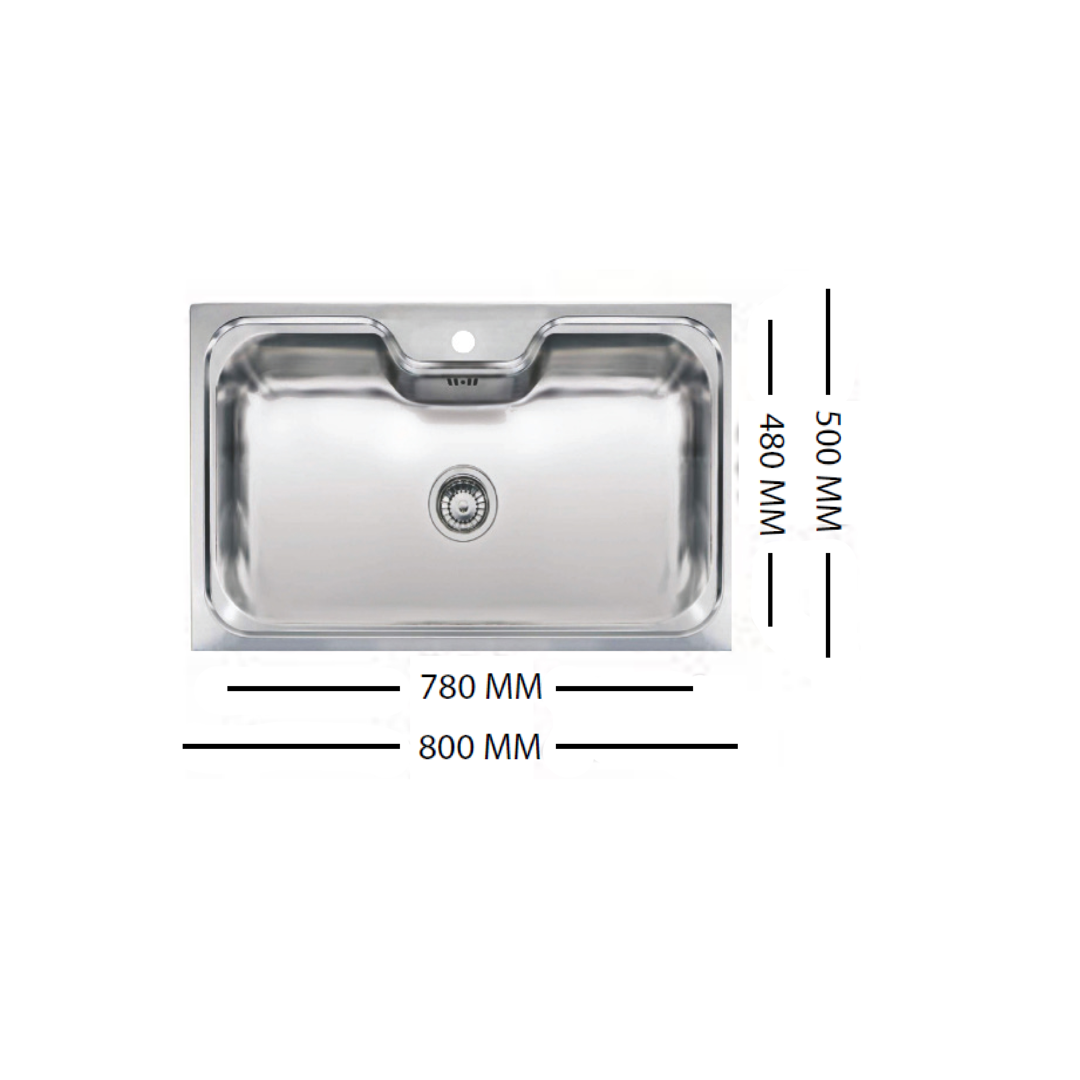 Elite 80 cm Single Bowl Inset Sink (Stainless Steel) 8050S - view 2