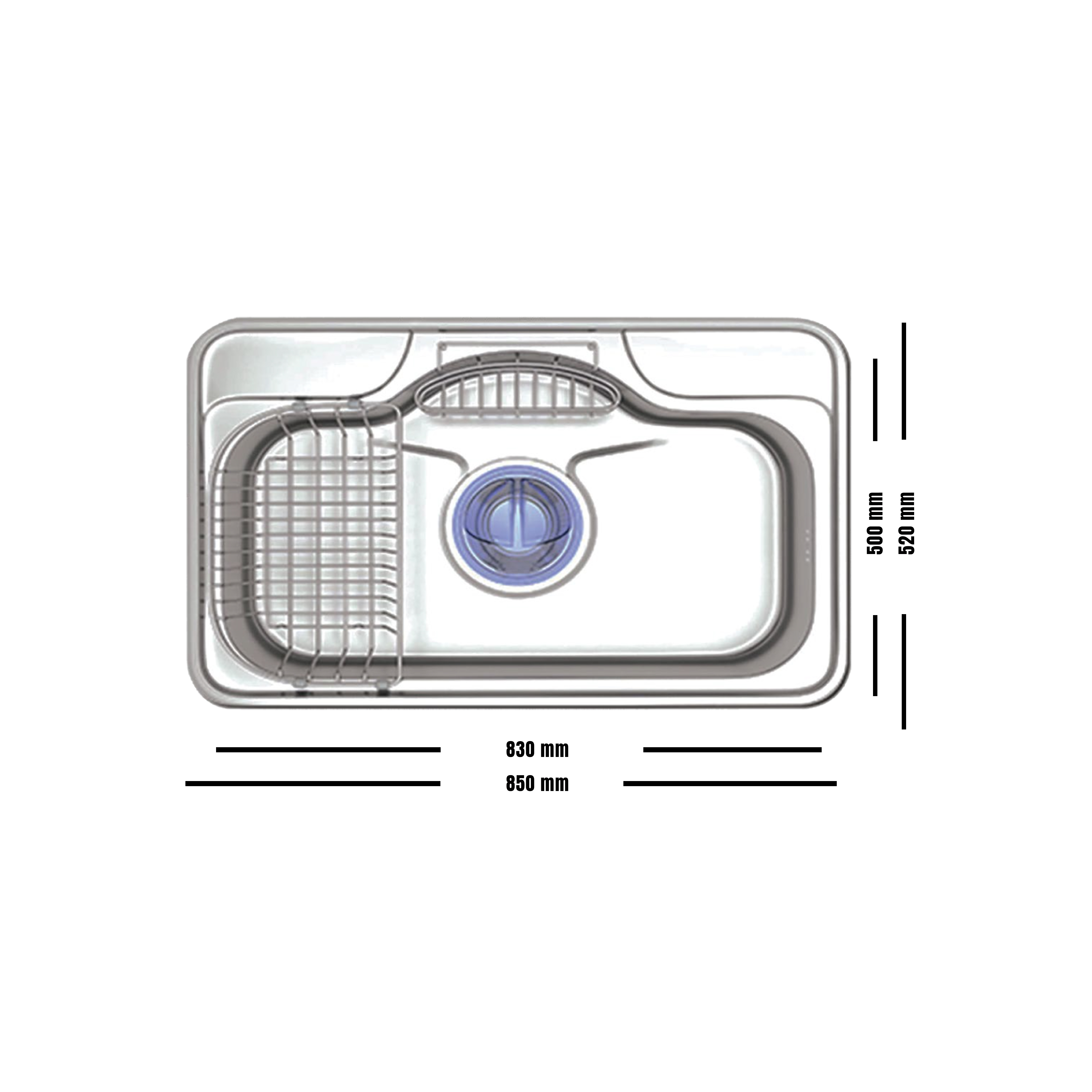 Elite 85 cm Single Bowl Inset Sink (Stainless Steel) WD8650S - view 2