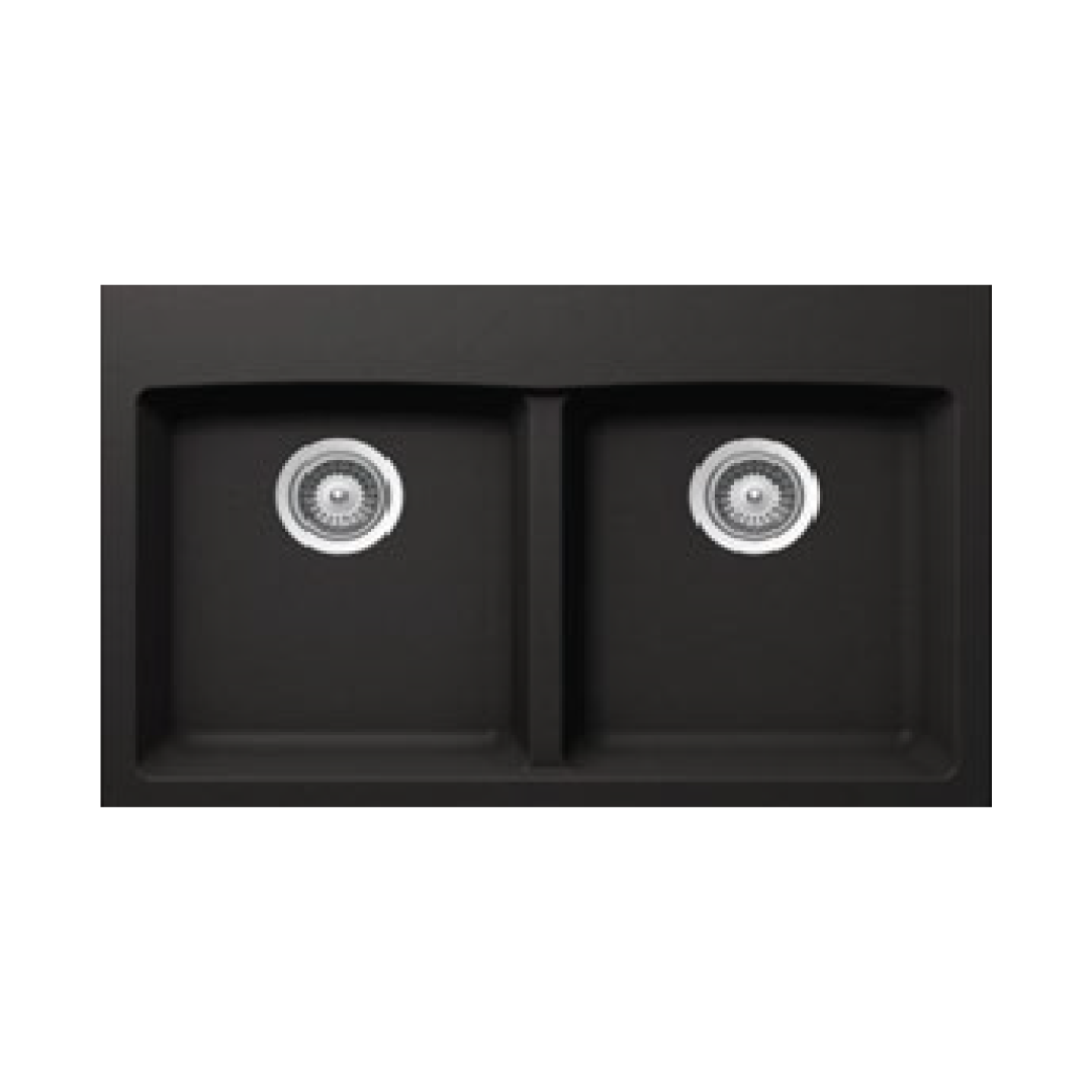 Elite 86 cm Double Bowl Inset Sink (Black) QJ-8650DT