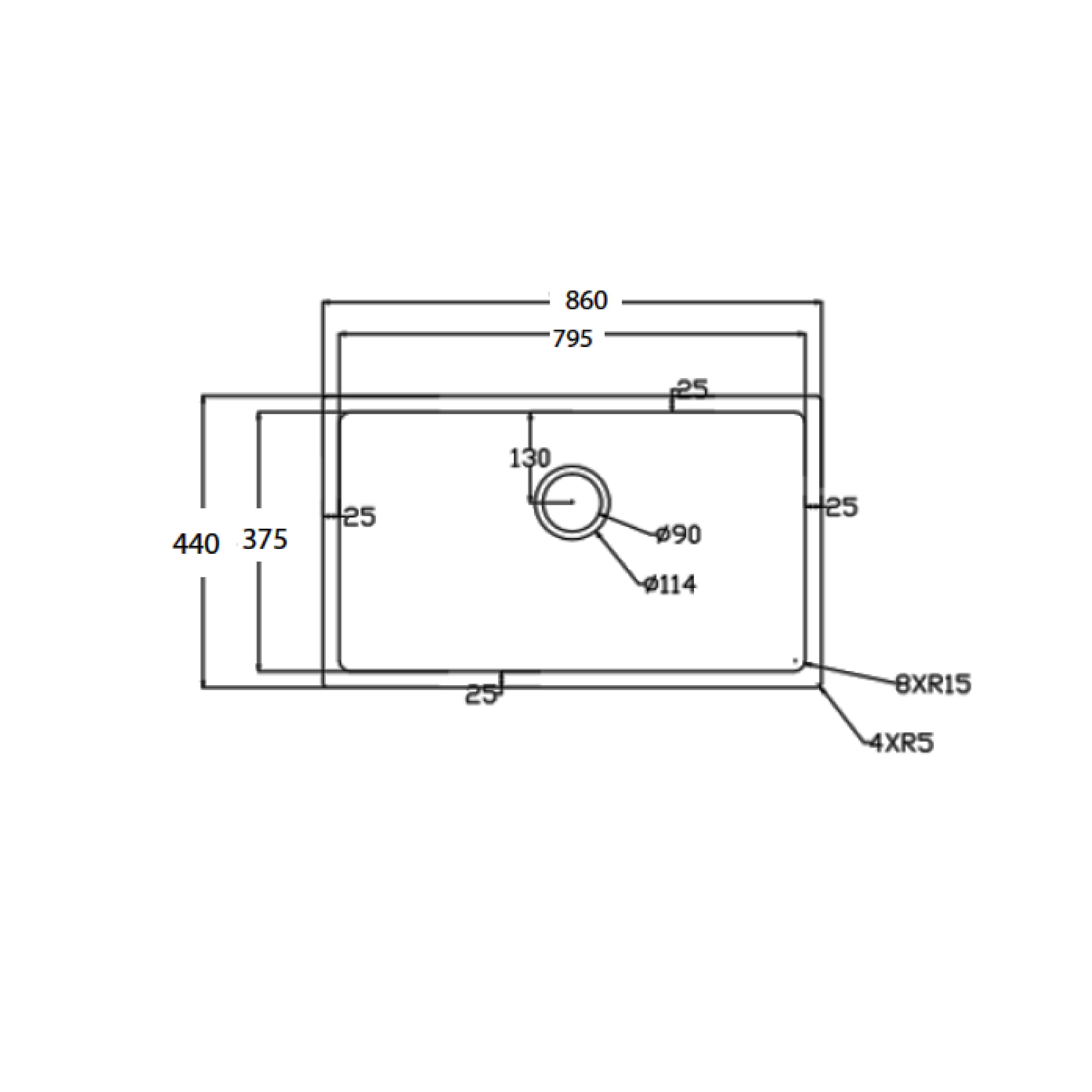 Elite 86 cm Undermount Sink (Black) QJ-8644SU - view 2