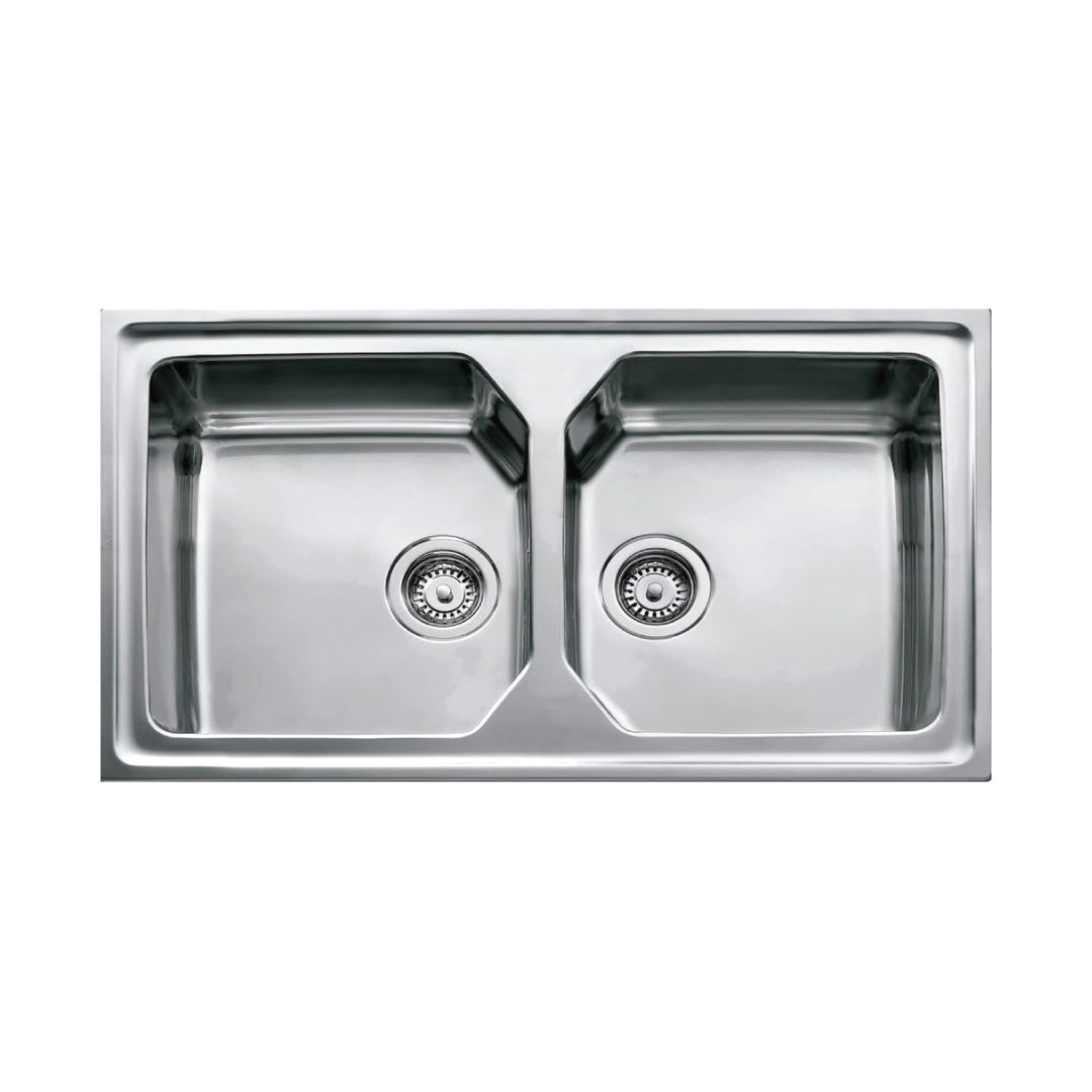 Elite 88 cm Double Bowl Inset Sink (Stainless Steel) EARTH 18 DB