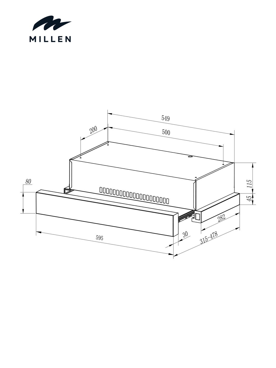 Millen MBRHS 601 BL 60 cm Telescopic Hood
