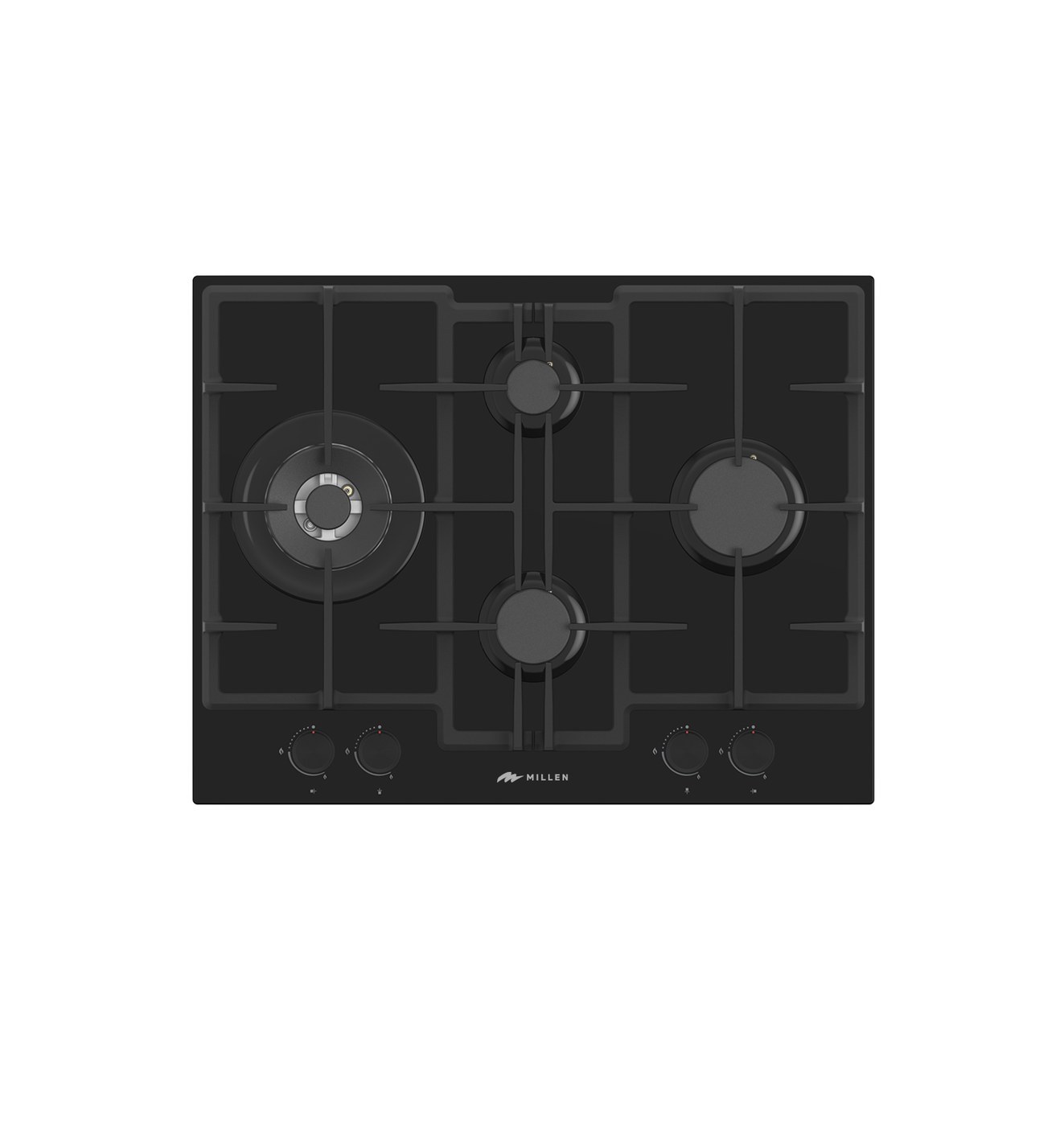 Millen MGHG 6503 BL 56 cm Gas on Glass Hob