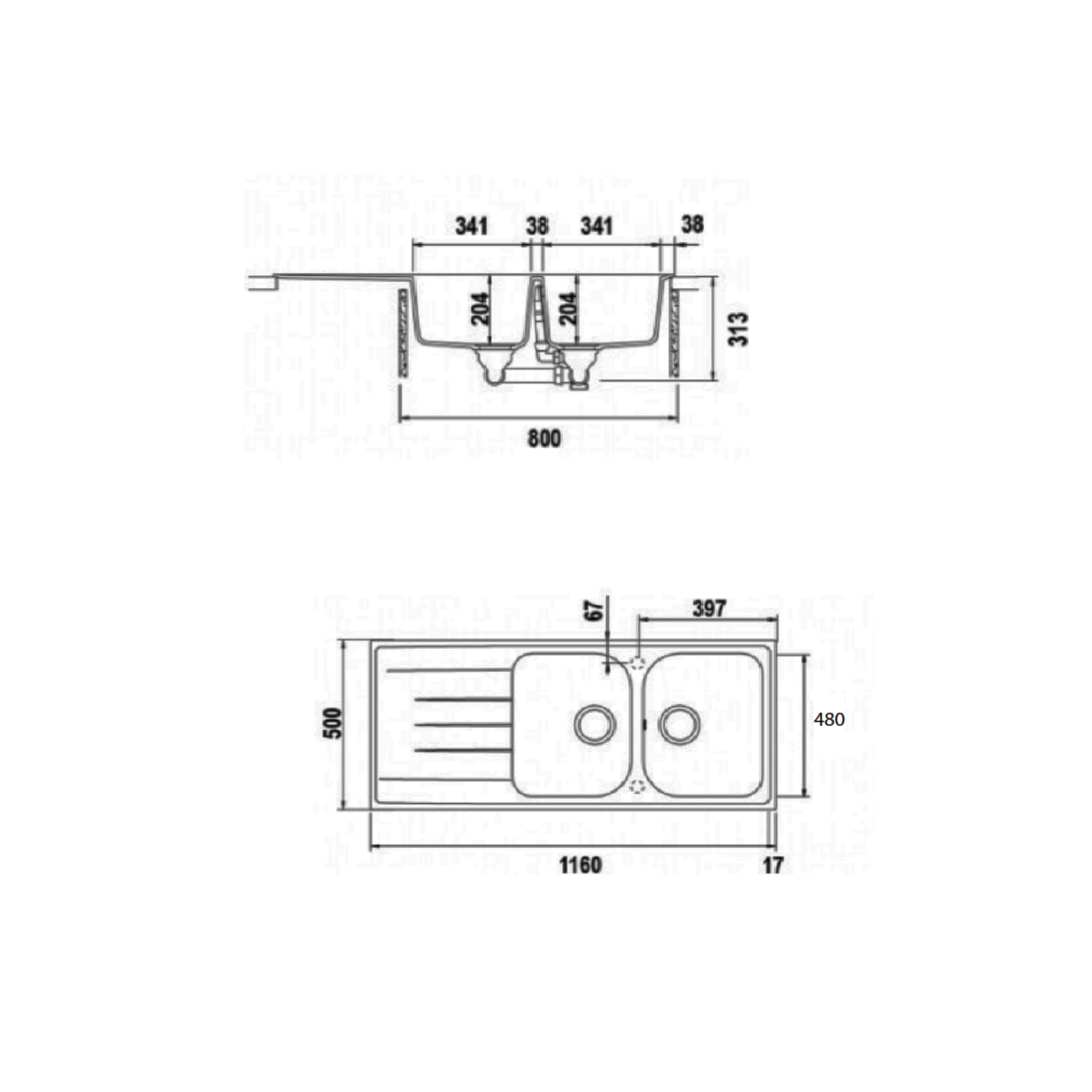 Schock 116 cm Undermount Sink LITHOS D200 - view 2