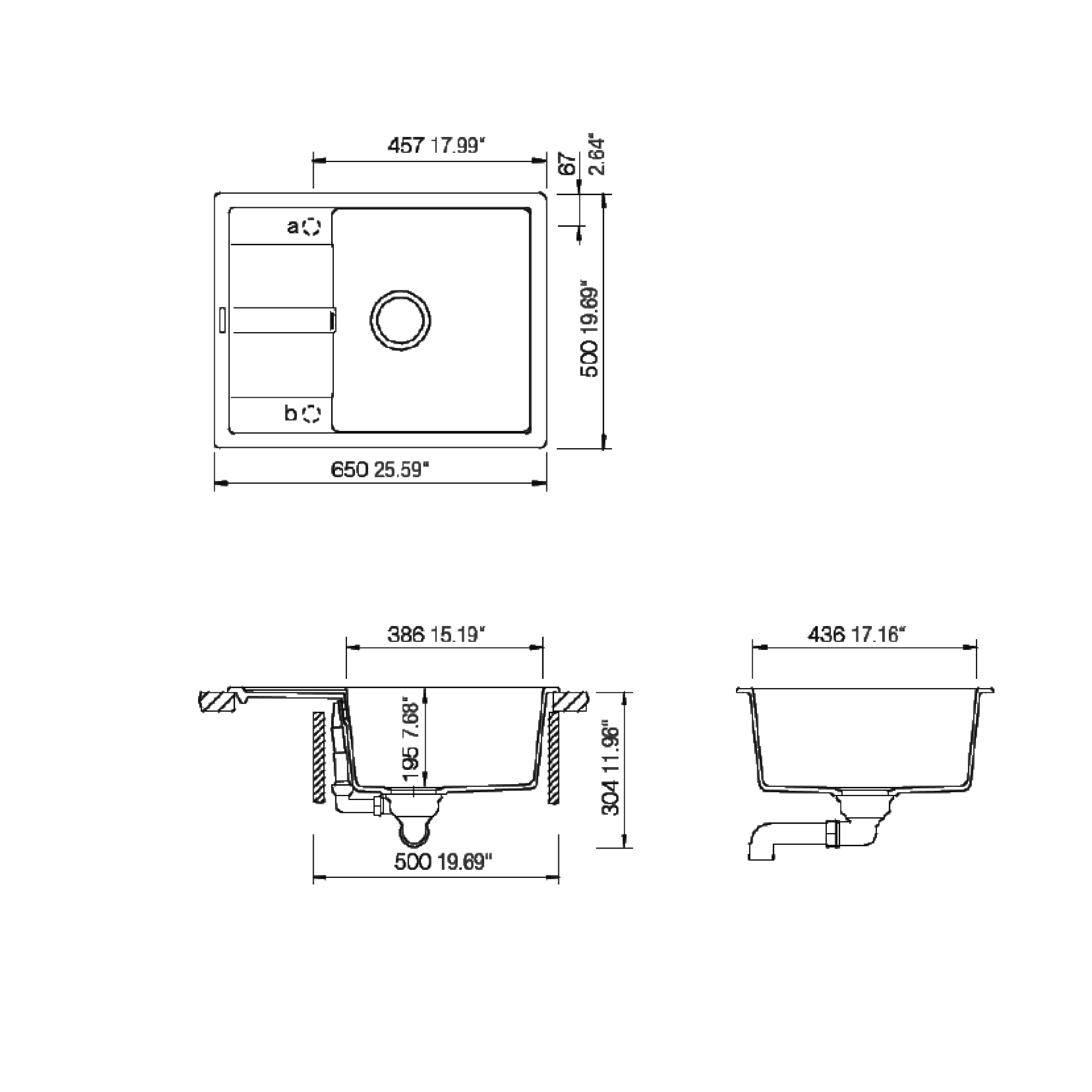 Schock 65 cm Single Bowl Inset Sink RONDA D100L - view 2